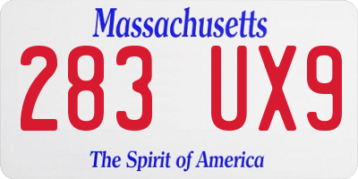 MA license plate 283UX9