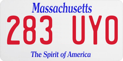 MA license plate 283UY0