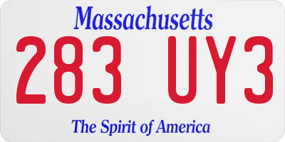 MA license plate 283UY3