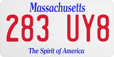 MA license plate 283UY8