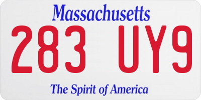 MA license plate 283UY9