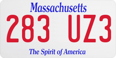 MA license plate 283UZ3
