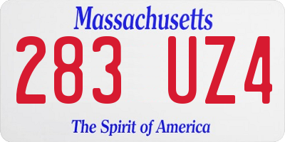 MA license plate 283UZ4