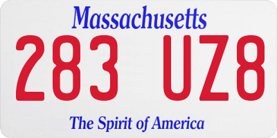 MA license plate 283UZ8