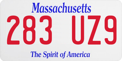 MA license plate 283UZ9