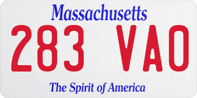 MA license plate 283VA0