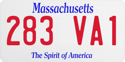 MA license plate 283VA1