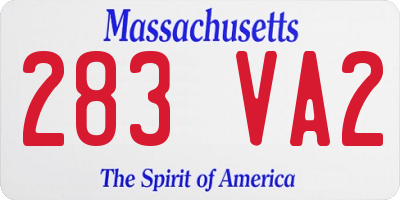 MA license plate 283VA2