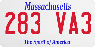 MA license plate 283VA3