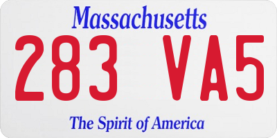 MA license plate 283VA5