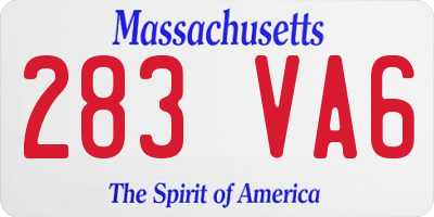 MA license plate 283VA6