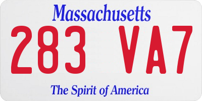 MA license plate 283VA7