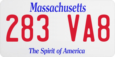 MA license plate 283VA8