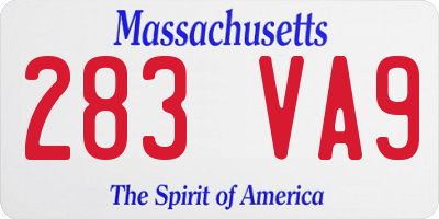 MA license plate 283VA9