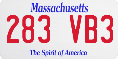 MA license plate 283VB3