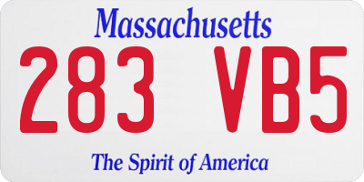 MA license plate 283VB5