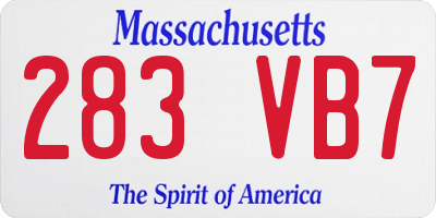 MA license plate 283VB7