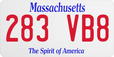 MA license plate 283VB8