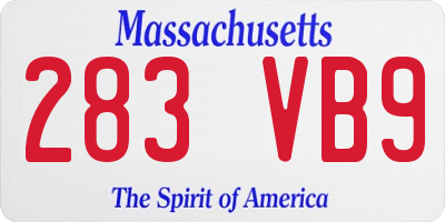 MA license plate 283VB9