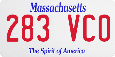 MA license plate 283VC0