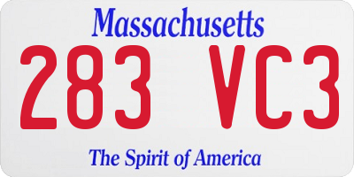 MA license plate 283VC3