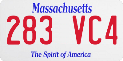 MA license plate 283VC4