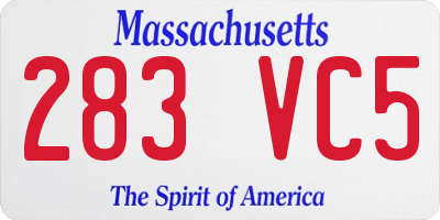 MA license plate 283VC5
