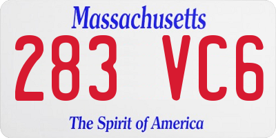 MA license plate 283VC6