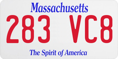 MA license plate 283VC8