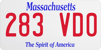 MA license plate 283VD0