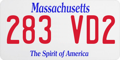 MA license plate 283VD2