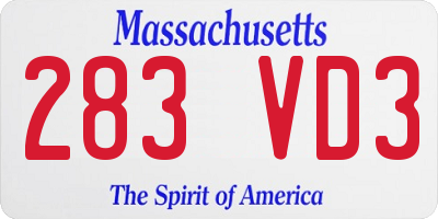 MA license plate 283VD3