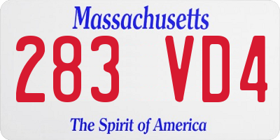 MA license plate 283VD4