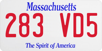 MA license plate 283VD5