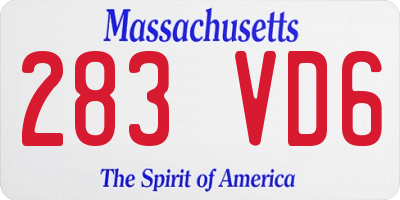 MA license plate 283VD6