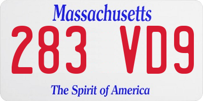 MA license plate 283VD9
