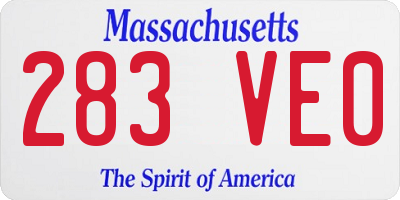 MA license plate 283VE0