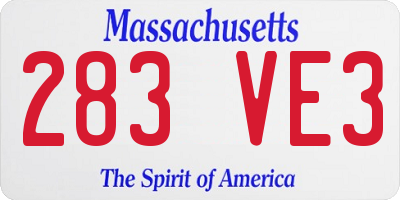 MA license plate 283VE3