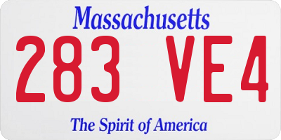 MA license plate 283VE4