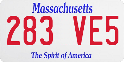 MA license plate 283VE5