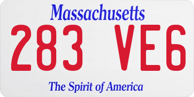 MA license plate 283VE6