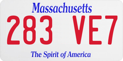 MA license plate 283VE7