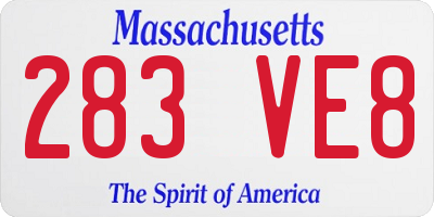 MA license plate 283VE8