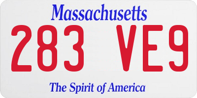 MA license plate 283VE9