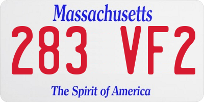 MA license plate 283VF2