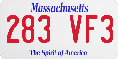 MA license plate 283VF3