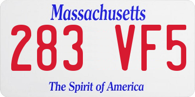MA license plate 283VF5