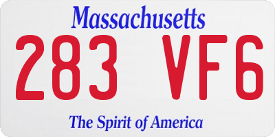 MA license plate 283VF6