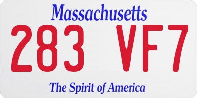 MA license plate 283VF7