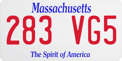 MA license plate 283VG5